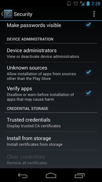 Android - allow apps from unknown sources