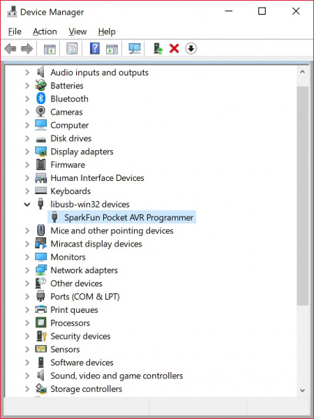 Renamed AVR Programmer in Device Manager