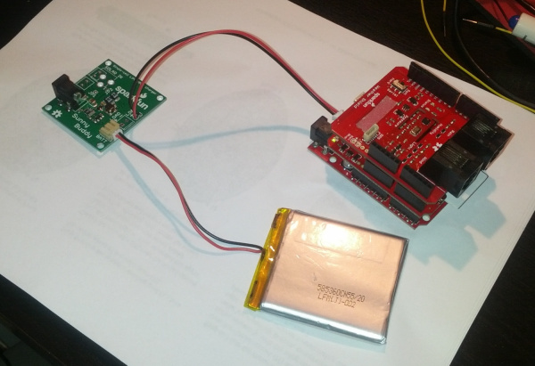 Weather station stackup showing 2000mAh battery