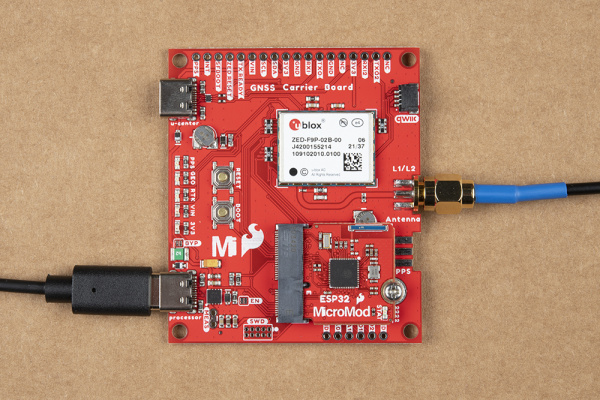 MicroMod GNSS Carrier Board with MicroMod ESP32 GNSS Processor Board