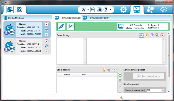 XBee console view