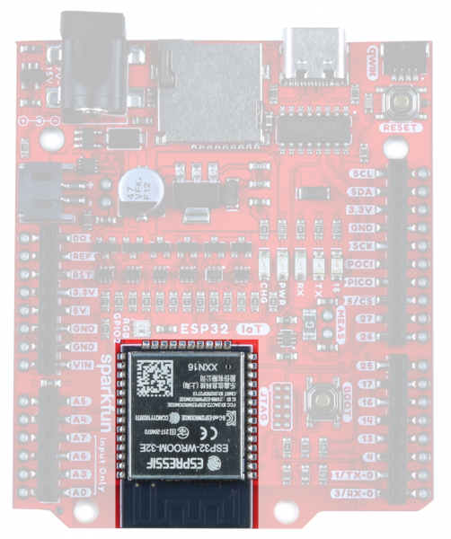 ESP32 is at the bottom of the board