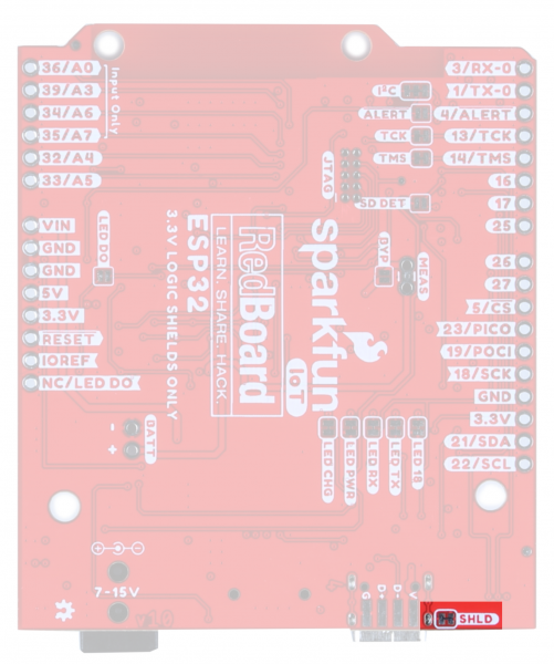 The SHLD Jumper is next to the USB-C Connector on the back of the board