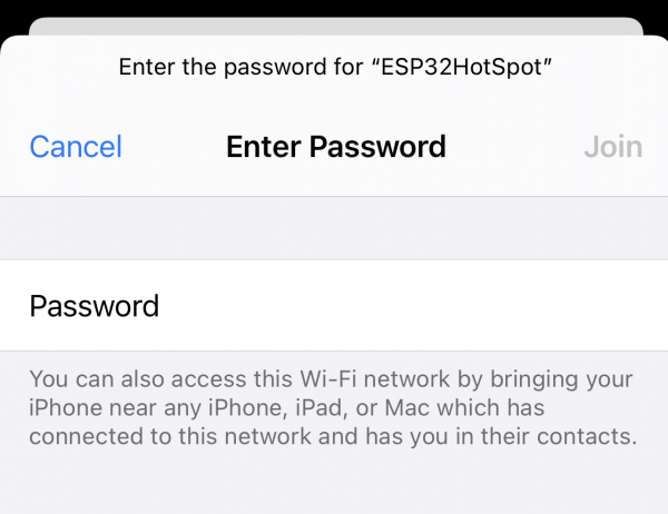 Enter password screen is shown