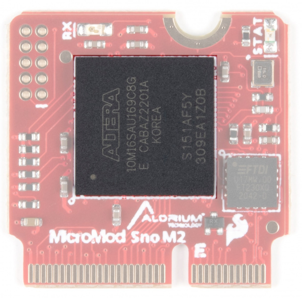 The Alorium Sno Processor is the giant chip in the middle of the board