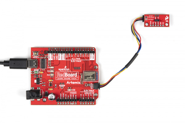 RedBoard Artemis Connected to the Qwiic Mini dToF
