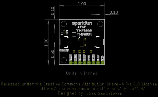 Qwiic dToF Imager - TMF8820/TMF8821 - Board Dimensions