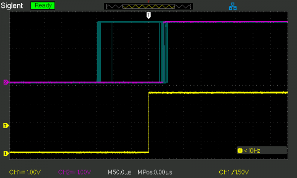 Pictured is the oscilloscope screen showing the sound events