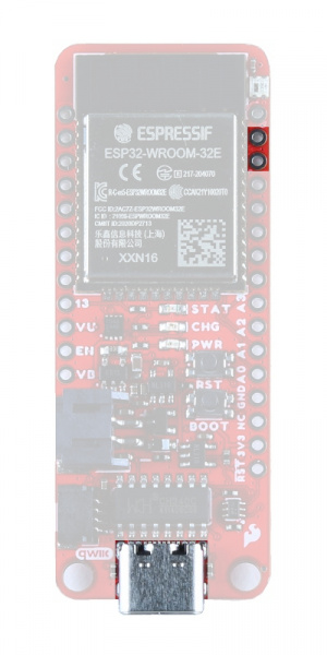 Annotated image of UART pins