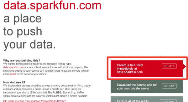 Data.sparkfun.com front page