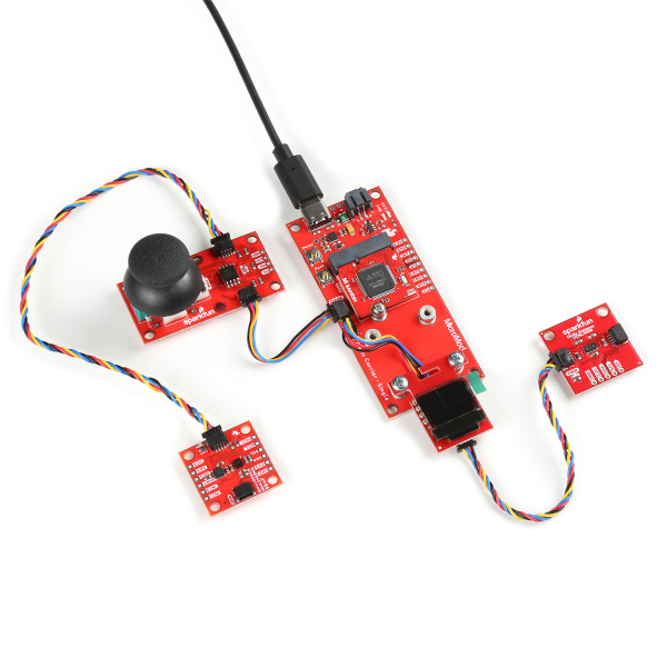 MicroMod Qwiic Pro Kit Connected with Micro OLED Breakout Mounted
