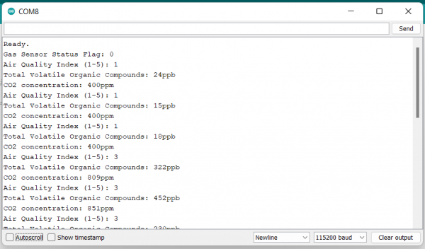 Serial monitor output