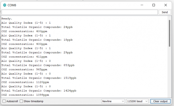 Serial monitor output