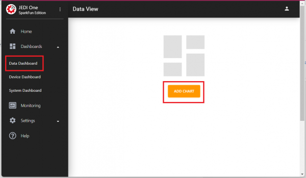 Data Dashboard and Add Chart are highlighted