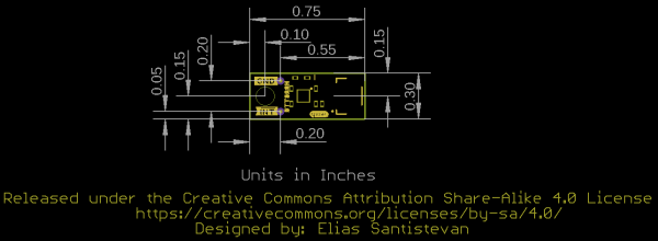 Micro Board measures 0.75 inches by 0.3 inches