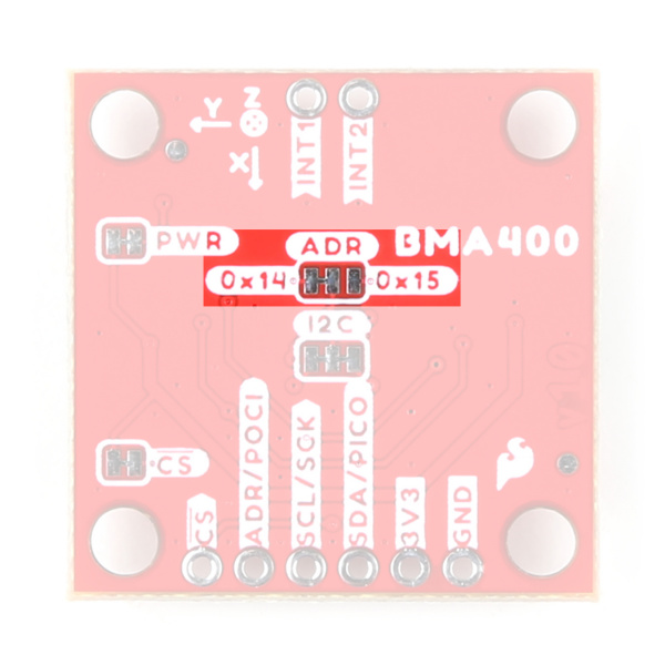 Highlighting the ADR jumper on the Standard BMA400 Breakout.