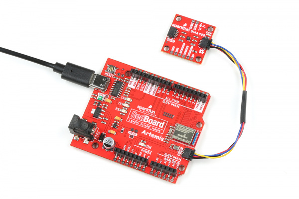 Completed Qwiic circuit with the RedBoard Artemis