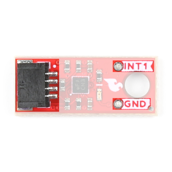 Highlighting the communication interfaces on the Qwiic Micro breakout.