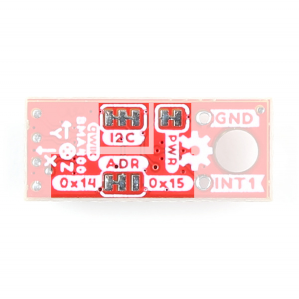 Highlighting the solder jumpers on the Qwiic Micro breakout.