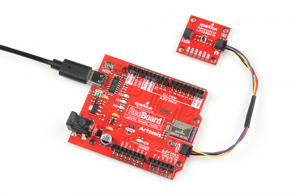 Completed Qwiic circuit with the RedBoard Artemis