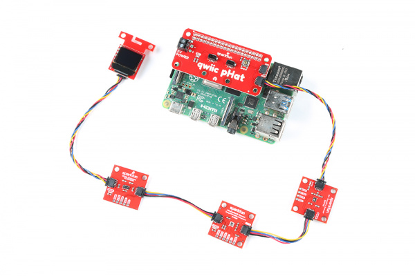 Qwiic Enabled Boards Connected to a Pi via the Qwiic pHat