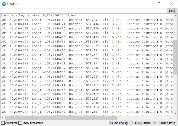 MQTT/SPARTN Client Started after sending a keyboard character