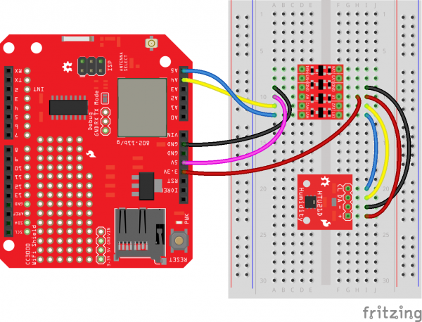 Fritzing of CC3000 with HTU21D