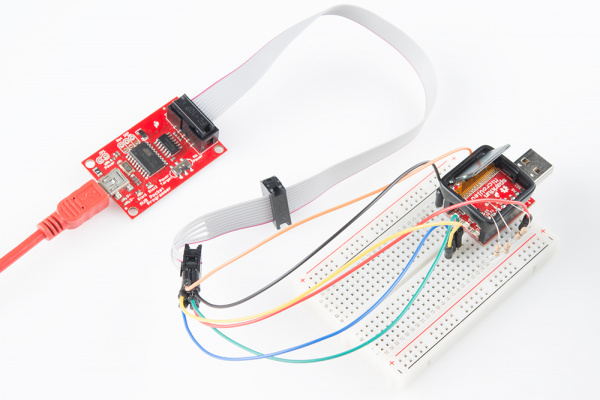 AVR Pocket programmer and resistor-ed MicroView