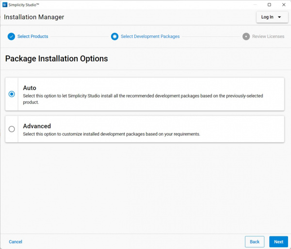 Screenshot of the installation manager.