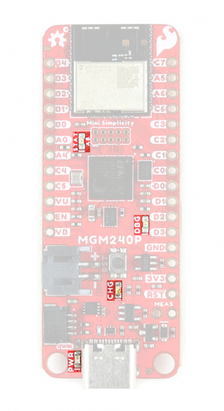 Highlighting the four LEDs.