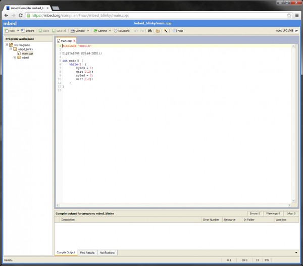 Pololu - mbed online C++ compiler (no installation necessary).
