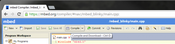 mbed compile button