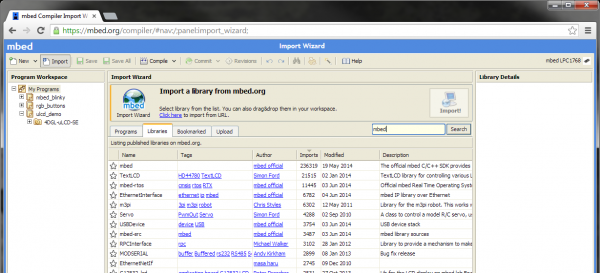 search mbed libraries