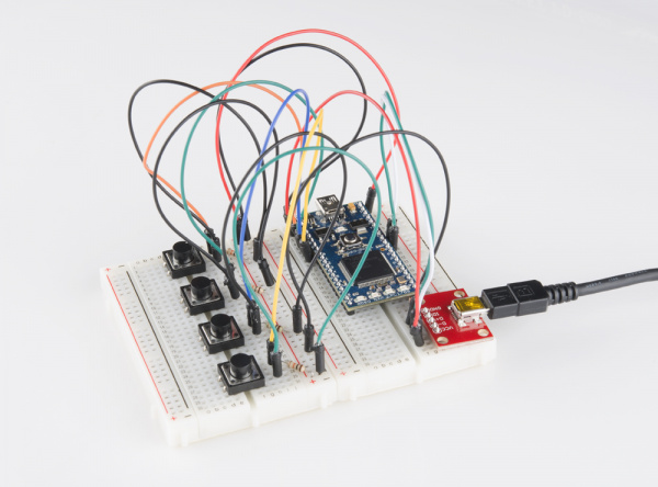 USB cable plugged into breakout board