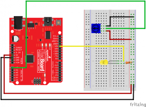 RedBoard Fritzing Potentiometer