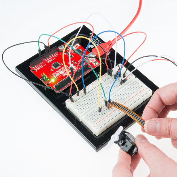 Flex Sensor Inserted Vertically on Breadboard