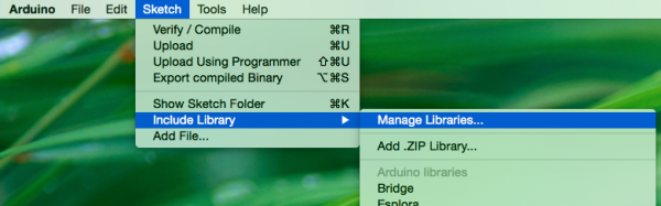 Manage libraries menu option