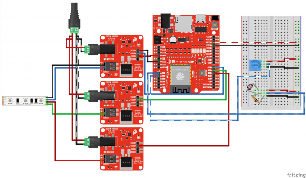 Three MOSFET Board Fritzing Hookup