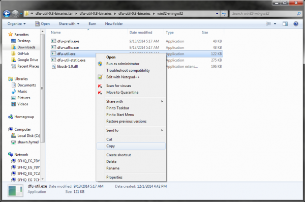 Copy dfu-util in Windows