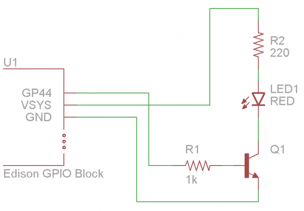 Connecting an LED to Edison