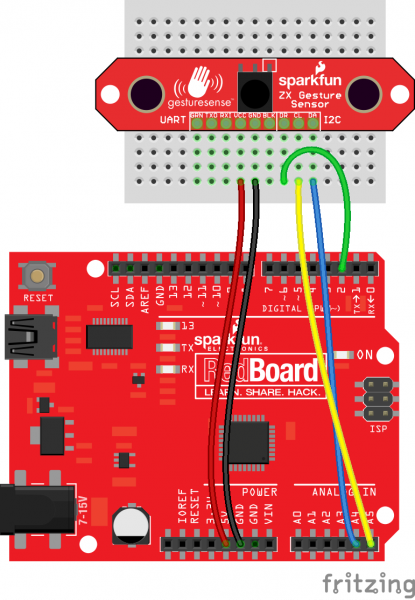 ZX Sensor to Arduino Fritzing diagram