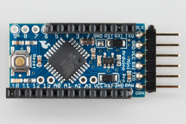 Photo of Pro Mini Arduino with headers