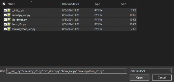 Select the extracted I2C Files