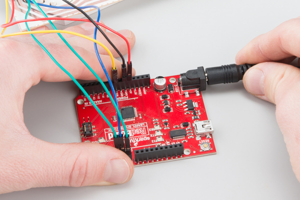 Provide 12V to the Arduino to power the large 7 segment display