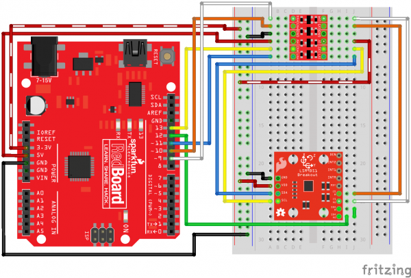 5V Arduino Logic Level Converter and LSM9DS1 SPI Fritzing Circuit 