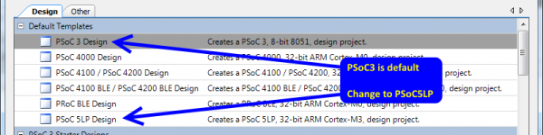 project type selection