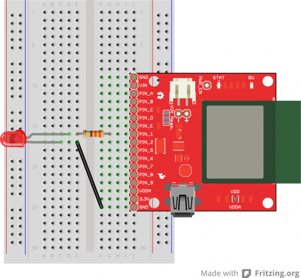 LED connected to pin 1