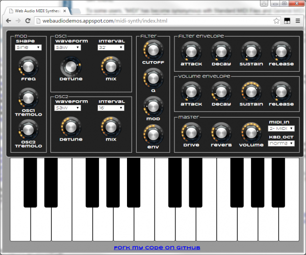 Web MIDI Screenshot