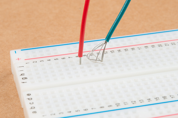 stranded wire partially separated in breadboard