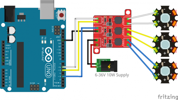 Arduino connection with one LED per channel